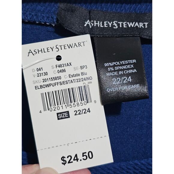 NEW Ashley Stewart Blouse Womens Puff Sleeve Blue Top Plus Size 22/24 (835 - Picture 3 of 4